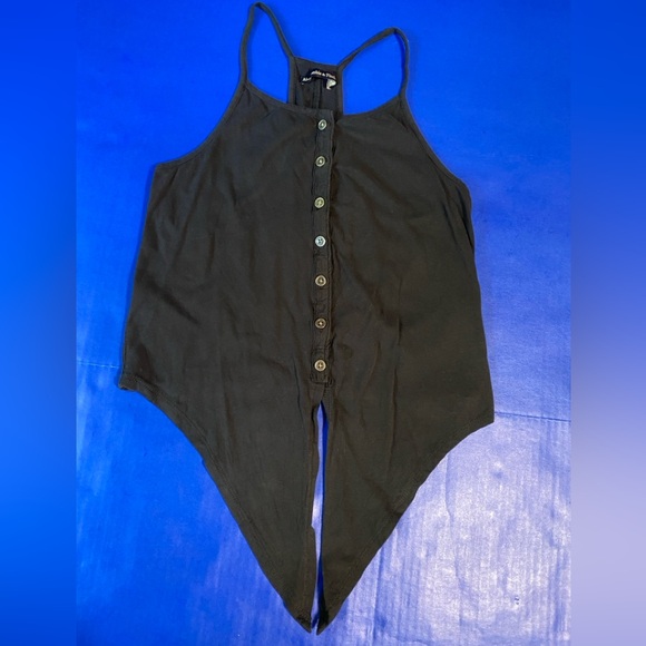 Abercrombie & Fitch NWOT Black Racer Back Button Front w/Tie Cami Size S - Picture 1 of 7
